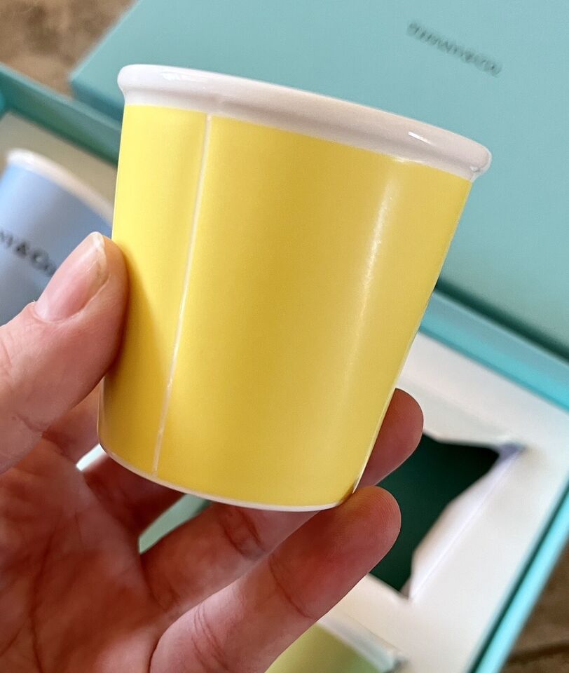 Tiffany & Co. Set of 5 Colorful Paper Espresso Fine Bone China Cups